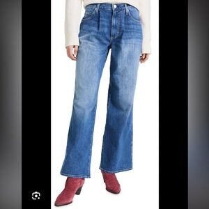 AMO Florence Pleated Wide Leg Jeans In Wistful